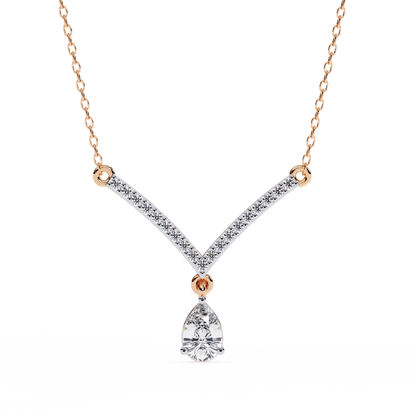 Two tone V pendant necklace with lab grown diamonds