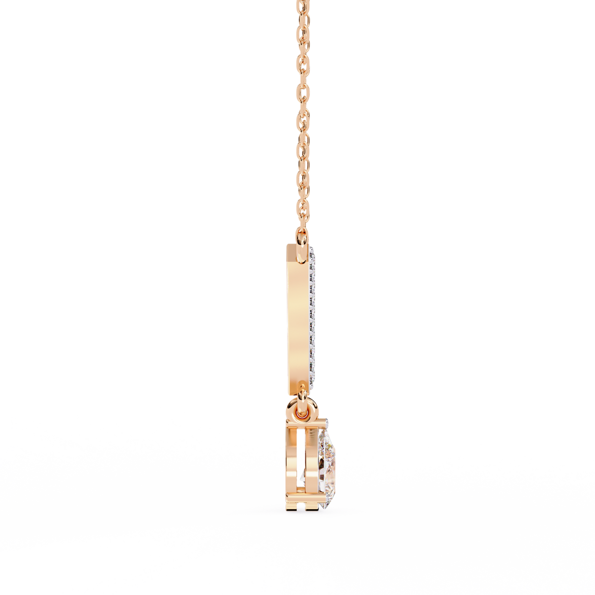 V design pendant necklace with fine chain and pear stone