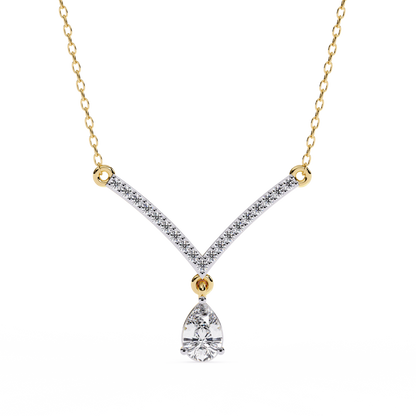 Pear shaped lab grown diamond V pendant necklace