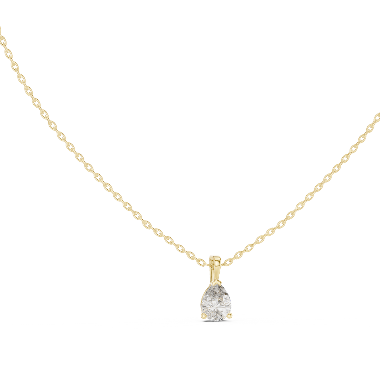 1.00 Ct Pear Cut Labgrown Diamond Soliatire Pendant For Her In 14K Solid Gold - HIGHCARAT DIAMONDS