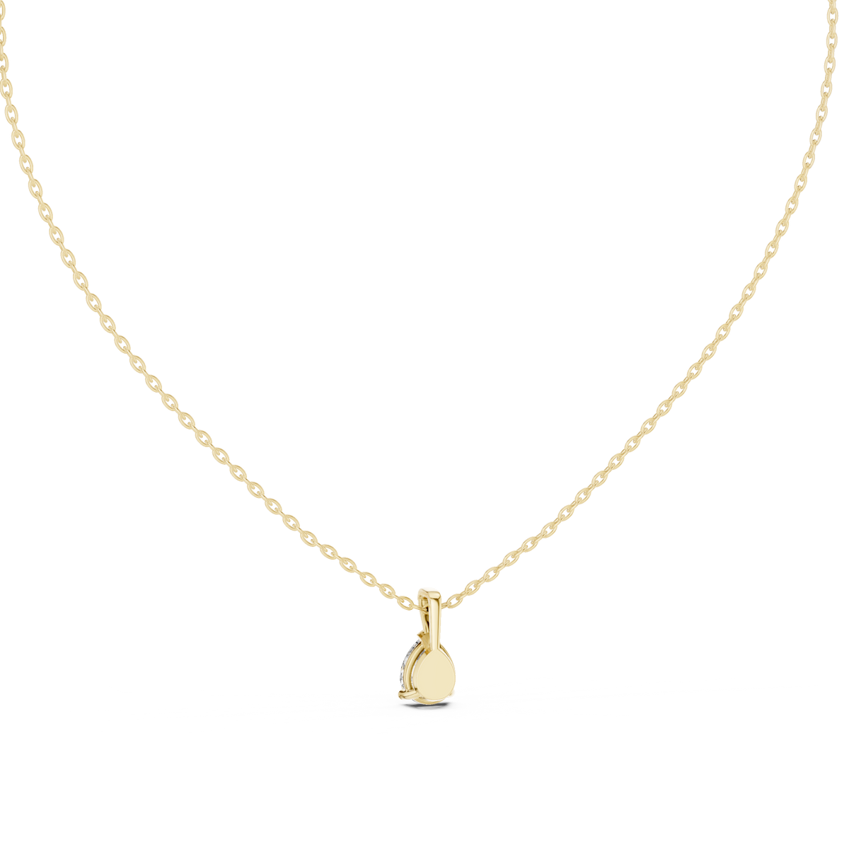 Pear Solitaire Diamond Pendant with Prong Setting Side Angle View