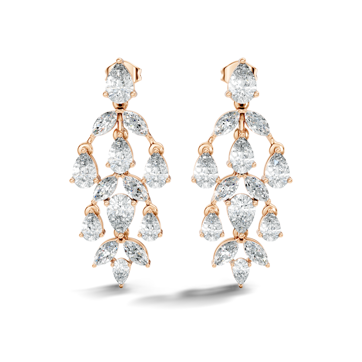 6.38 Ct Pear & Marquise Lab Grown Diamond Earrings in 14K White Gold - HIGHCARAT DIAMONDS