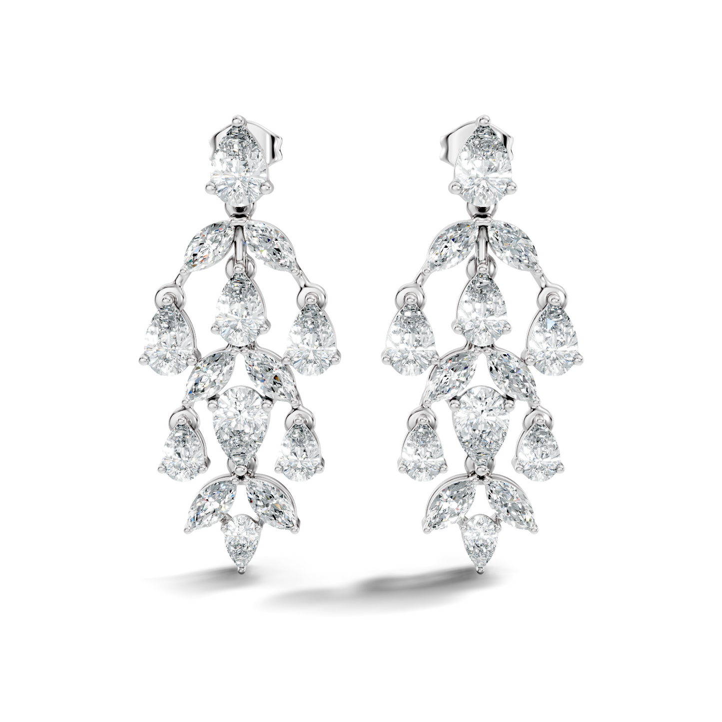 6.38 Ct Pear & Marquise Lab Grown Diamond Earrings in 14K White Gold - HIGHCARAT DIAMONDS