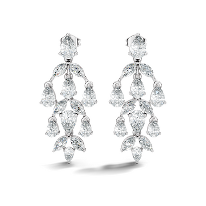 6.38 Ct Pear & Marquise Lab Grown Diamond Earrings in 14K White Gold - HIGHCARAT DIAMONDS