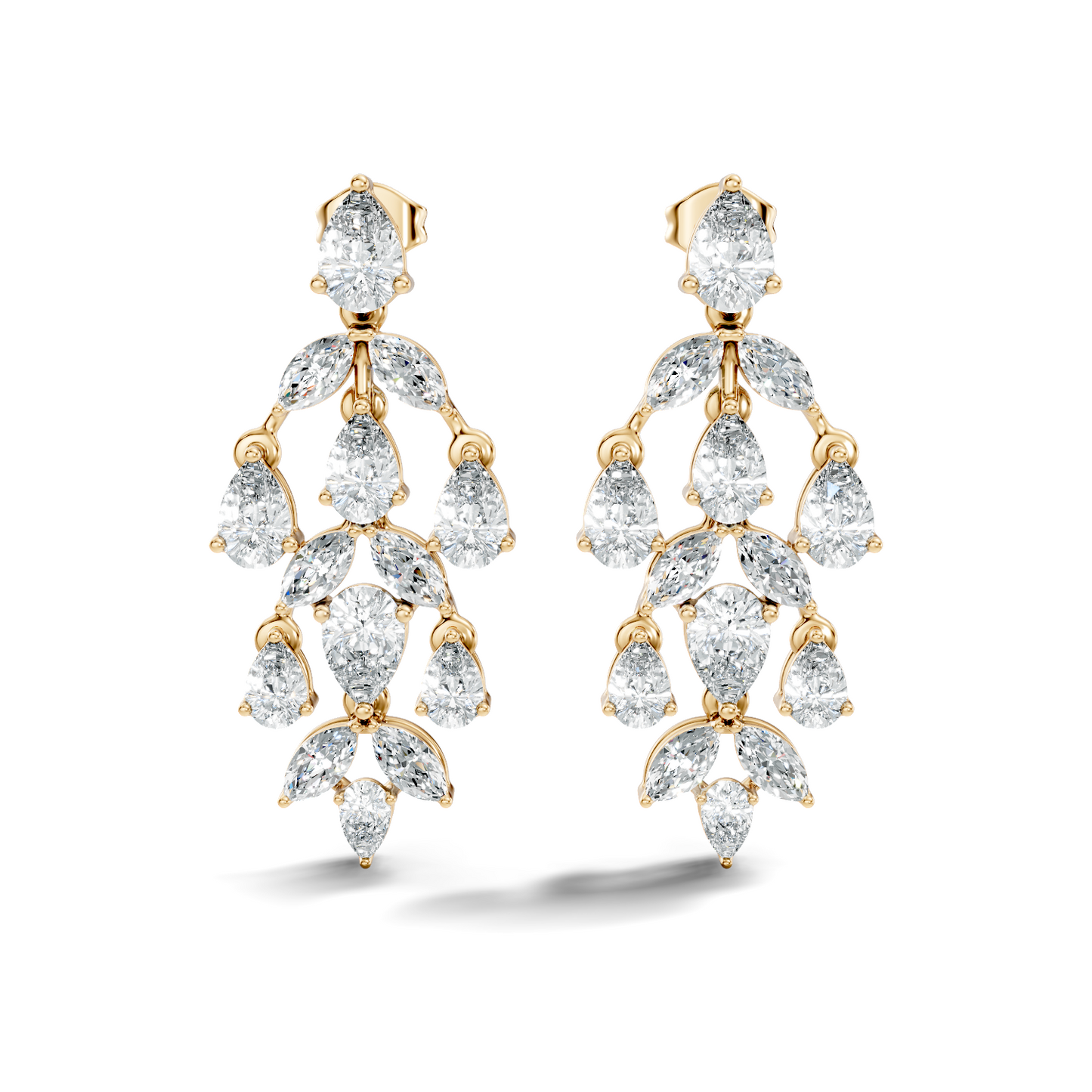 6.38 Ct Pear & Marquise Lab Grown Diamond Earrings in 14K White Gold - HIGHCARAT DIAMONDS