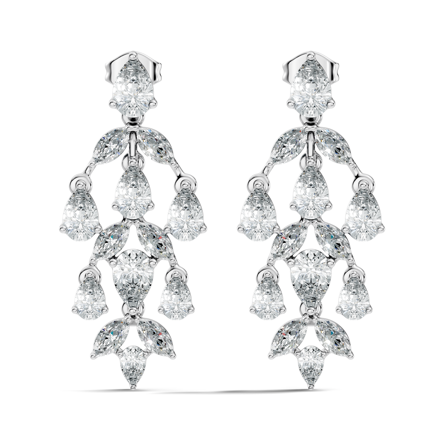 6.38 Ct Pear & Marquise Lab Grown Diamond Earrings in 14K White Gold - HIGHCARAT DIAMONDS