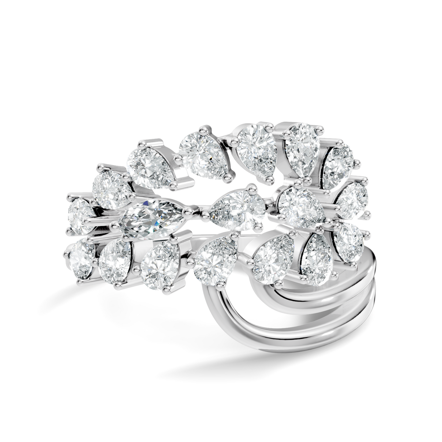 2.31Ct Pear and Marquise Cut Diamond Antique Delicate Vintage Cluster Engagement Ring For Her - HIGHCARAT DIAMONDS