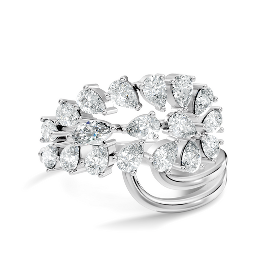 2.31Ct Pear and Marquise Cut Diamond Antique Delicate Vintage Cluster Engagement Ring For Her - HIGHCARAT DIAMONDS