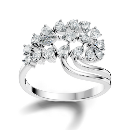 2.31Ct Pear and Marquise Cut Diamond Antique Delicate Vintage Cluster Engagement Ring For Her - HIGHCARAT DIAMONDS