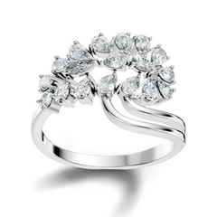 2.31Ct Pear and Marquise Cut Diamond Antique Delicate Vintage Cluster Engagement Ring For Her - HIGHCARAT DIAMONDS