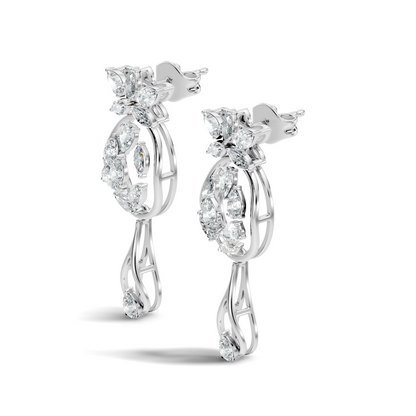 3.96 Ct Pear & Marquise Gold Drop Earrings | Classic Diamond Jewelry in 14K Solid Gold - HIGHCARAT DIAMONDS