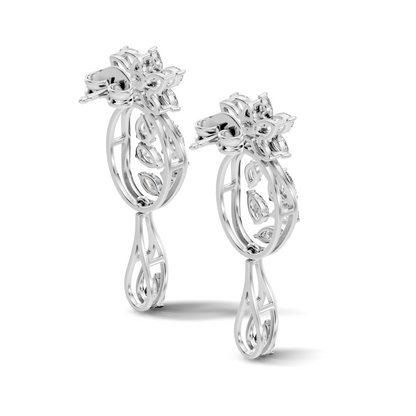 3.96 Ct Pear & Marquise Gold Drop Earrings | Classic Diamond Jewelry in 14K Solid Gold - HIGHCARAT DIAMONDS