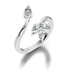 Marquise and Pear Cut Lab Grown Diamond Unique Delicate Vintage Bypass Dainty Party Wear Ring For Women's - HIGHCARAT DIAMONDS
