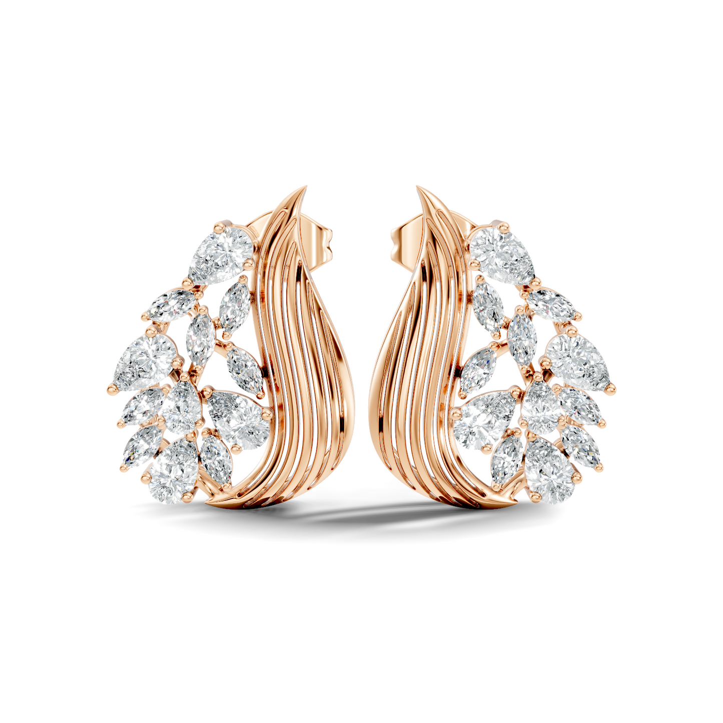 marquise & Pear Shape 2.05 Ct Lab grown & Natural Diamond 14k Solid White Gold Fantastic Classic Studs Earrings - HIGHCARAT DIAMONDS