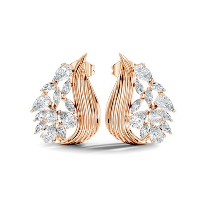 marquise & Pear Shape 2.05 Ct Lab grown & Natural Diamond 14k Solid White Gold Fantastic Classic Studs Earrings - HIGHCARAT DIAMONDS
