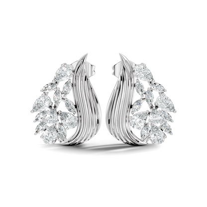 marquise & Pear Shape 2.05 Ct Lab grown & Natural Diamond 14k Solid White Gold Fantastic Classic Studs Earrings - HIGHCARAT DIAMONDS