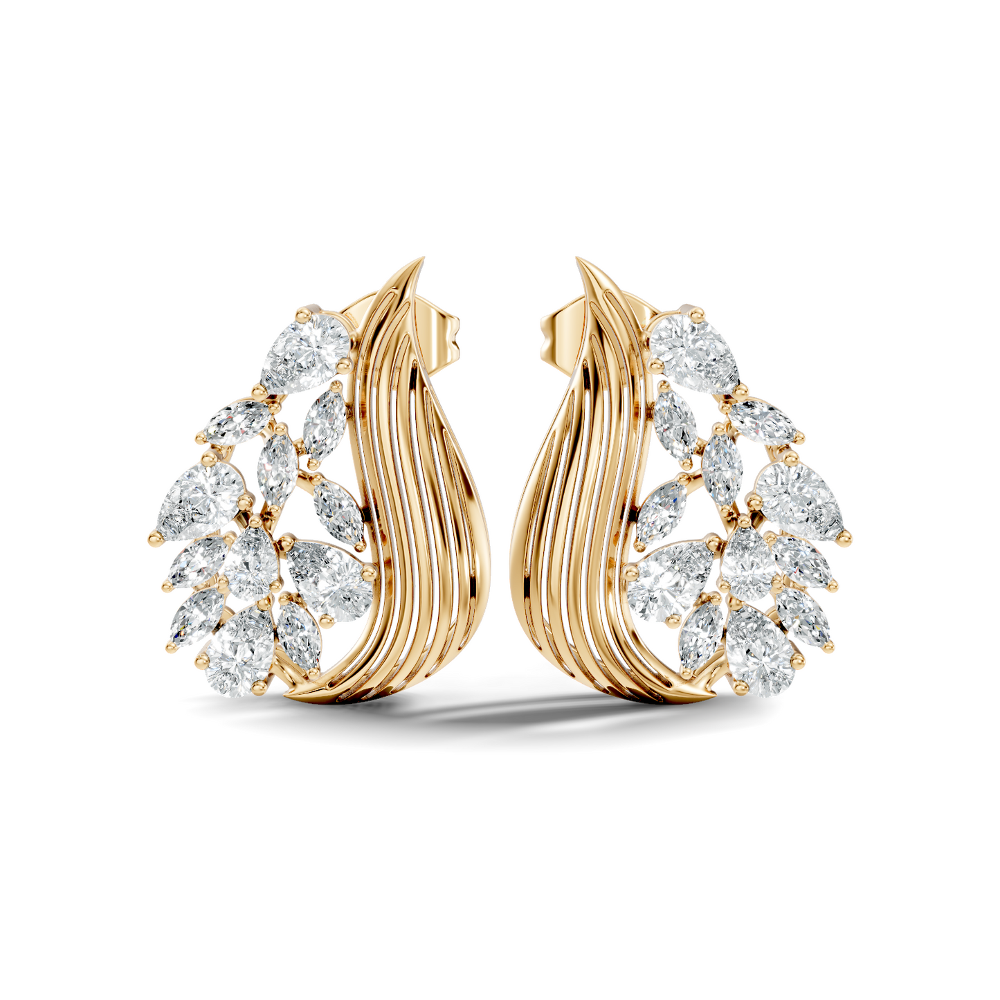 marquise & Pear Shape 2.05 Ct Lab grown & Natural Diamond 14k Solid White Gold Fantastic Classic Studs Earrings - HIGHCARAT DIAMONDS