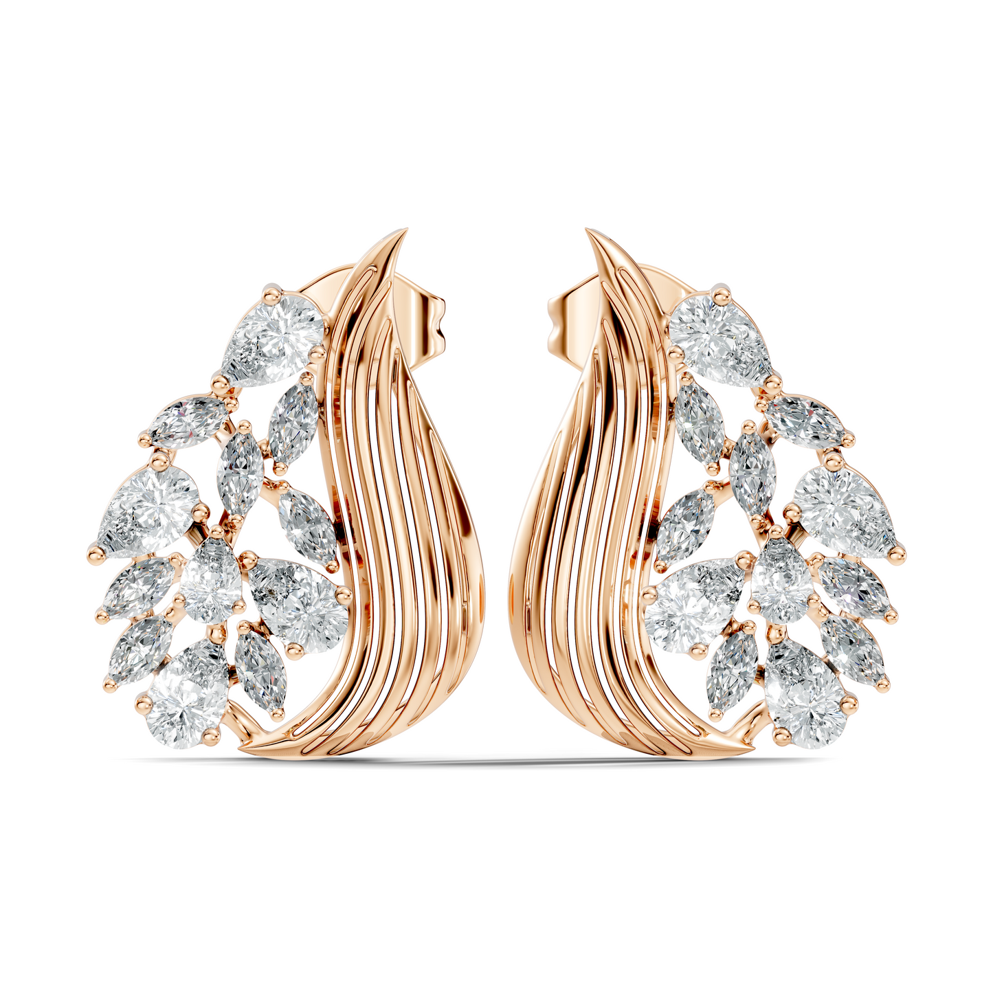 marquise & Pear Shape 2.05 Ct Lab grown & Natural Diamond 14k Solid White Gold Fantastic Classic Studs Earrings - HIGHCARAT DIAMONDS