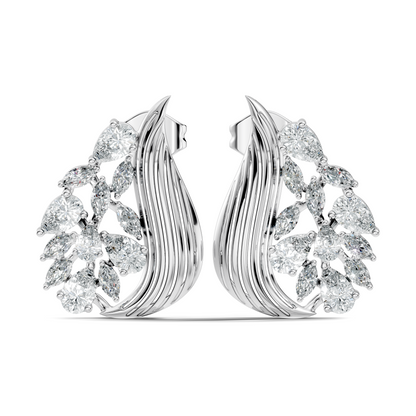 marquise & Pear Shape 2.05 Ct Lab grown & Natural Diamond 14k Solid White Gold Fantastic Classic Studs Earrings - HIGHCARAT DIAMONDS