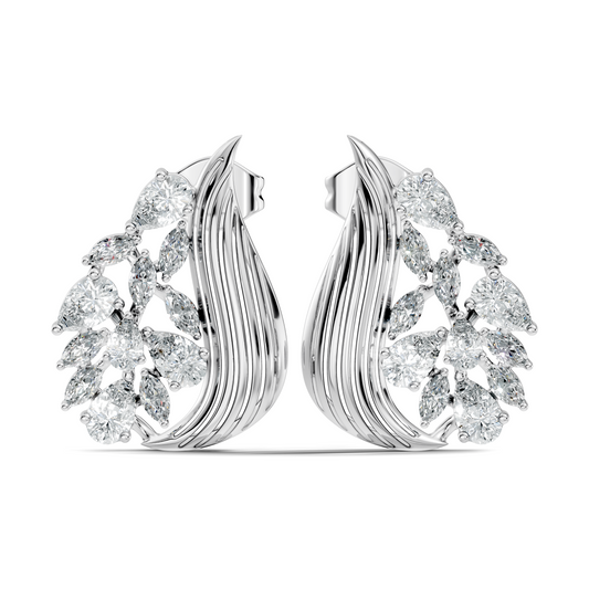 marquise & Pear Shape 2.05 Ct Lab grown & Natural Diamond 14k Solid White Gold Fantastic Classic Studs Earrings - HIGHCARAT DIAMONDS