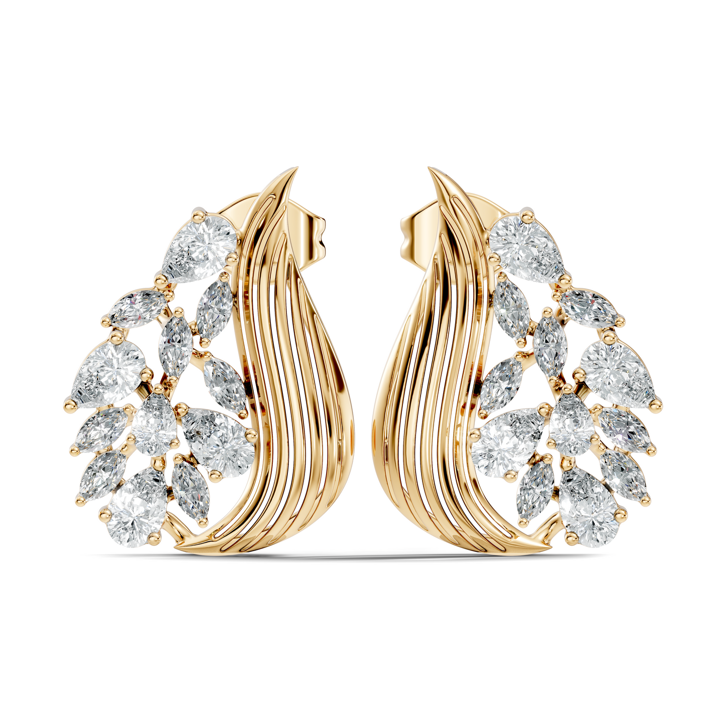marquise & Pear Shape 2.05 Ct Lab grown & Natural Diamond 14k Solid White Gold Fantastic Classic Studs Earrings - HIGHCARAT DIAMONDS
