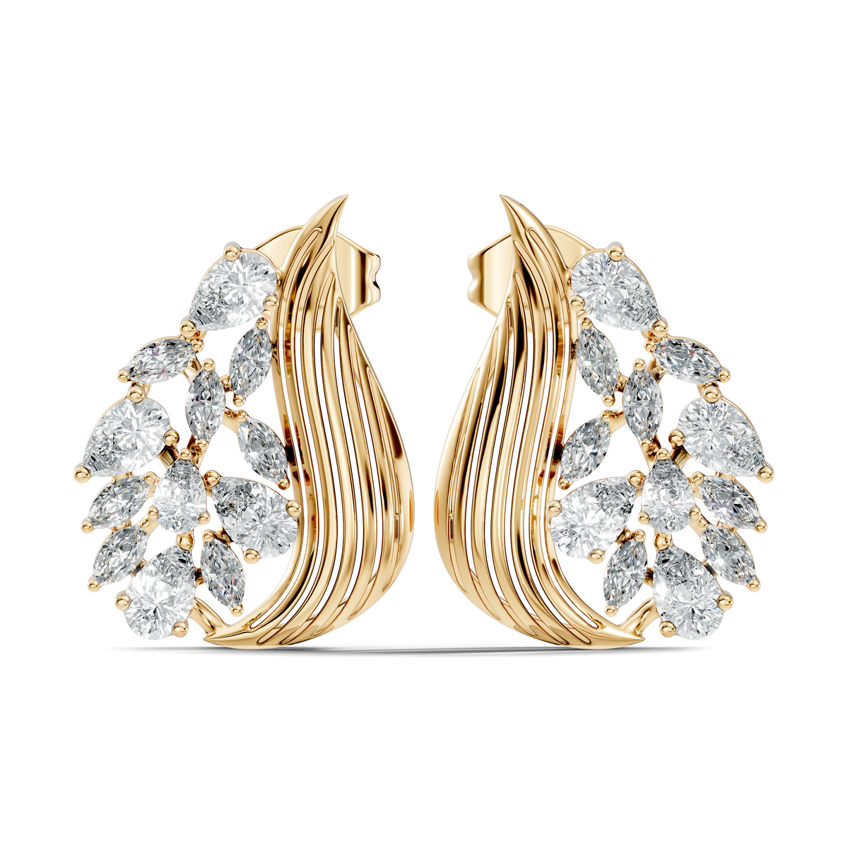 marquise & Pear Shape 2.05 Ct Lab grown & Natural Diamond 14k Solid White Gold Fantastic Classic Studs Earrings - HIGHCARAT DIAMONDS