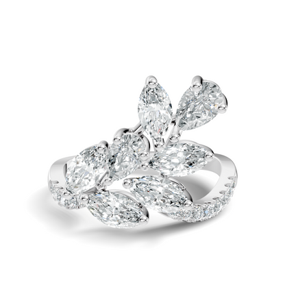 Pear, Marquise and Round Cut 1.88Ct Lab Grown Diamond Vintage Prong Set Dainty Wedding Wear Ring - HIGHCARAT DIAMONDS