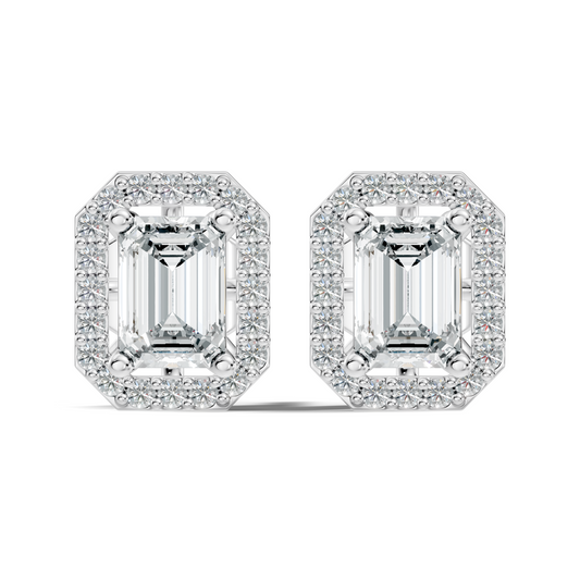 Elegant 1.12 Ct Emerald Lab-Grown Diamond Stud Earrings Colorless Sparkle For Her - HIGHCARAT DIAMONDS