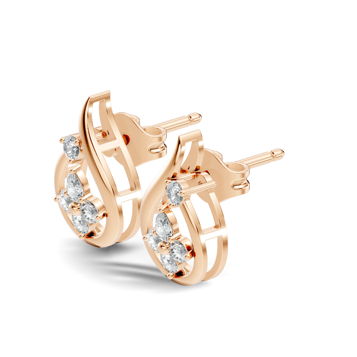 Affordable Pear And Round Cut Diamond Vintage Stud Earring Gift For Women's In 14K Solid White Gold Earring - HIGHCARAT DIAMONDS