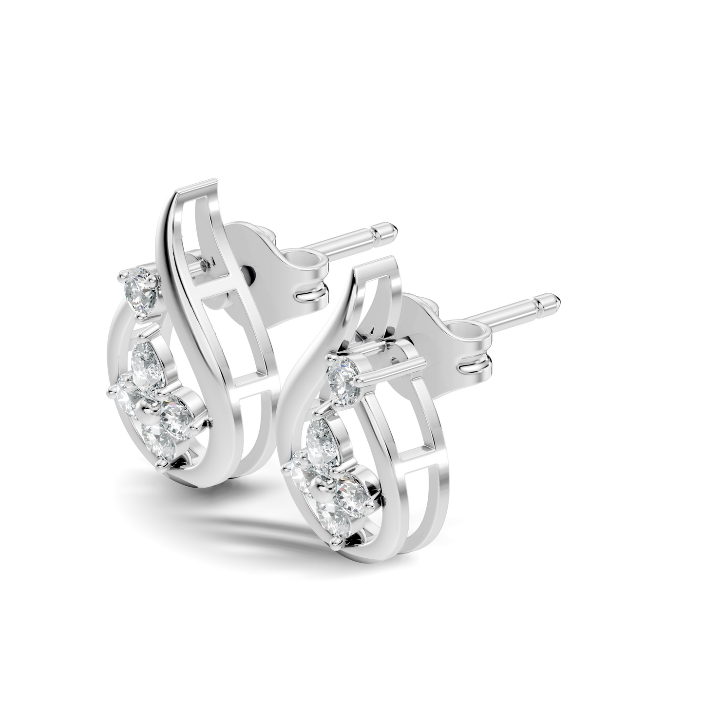 Affordable Pear And Round Cut Diamond Vintage Stud Earring Gift For Women's In 14K Solid White Gold Earring - HIGHCARAT DIAMONDS