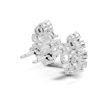 Minimalist Diamond Stud Earrings For Her Pear & Round Design In 14K Solid White Gold - HIGHCARAT DIAMONDS