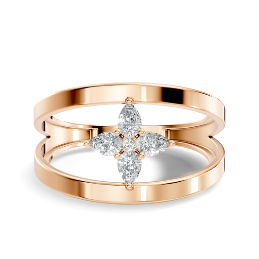 Round and Pear Cut White Colorless Diamond Unique vintage Classic Dainty Party Wear Ring For Women's - HIGHCARAT DIAMONDS