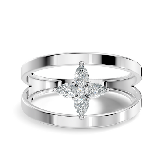 Round and Pear Cut White Colorless Diamond Unique vintage Classic Dainty Party Wear Ring For Women's - HIGHCARAT DIAMONDS