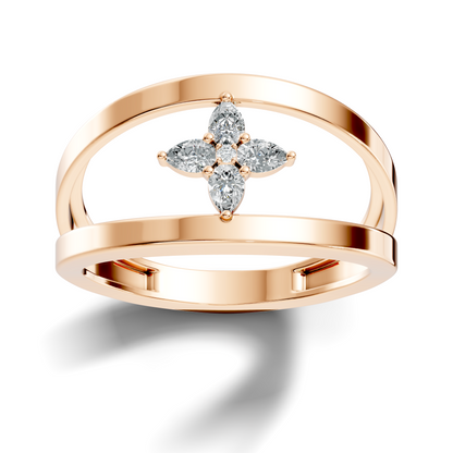 Round and Pear Cut White Colorless Diamond Unique vintage Classic Dainty Party Wear Ring For Women's - HIGHCARAT DIAMONDS