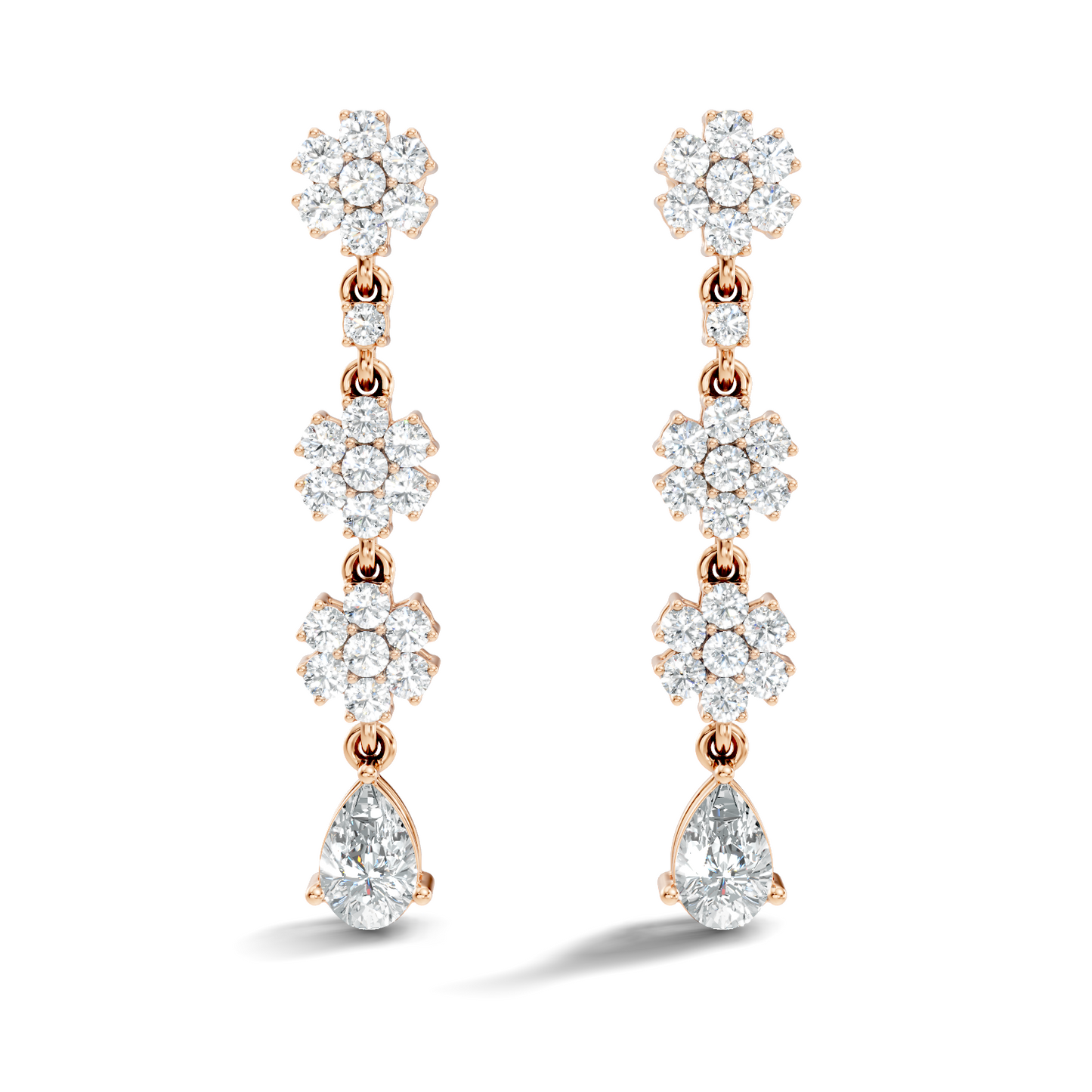 Pear Shape 2.54 Ct Round Cut Diamond Classic Prong Set Floral Drop Stud  Earring For Her - HIGHCARAT DIAMONDS