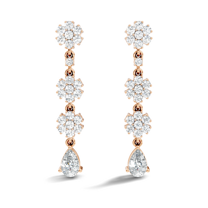 Pear Shape 2.54 Ct Round Cut Diamond Classic Prong Set Floral Drop Stud  Earring For Her - HIGHCARAT DIAMONDS