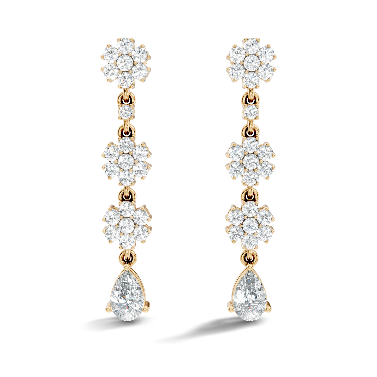 Pear Shape 2.54 Ct Round Cut Diamond Classic Prong Set Floral Drop Stud  Earring For Her - HIGHCARAT DIAMONDS
