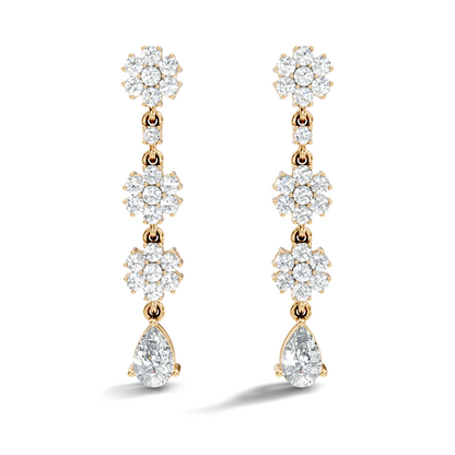 Pear Shape 2.54 Ct Round Cut Diamond Classic Prong Set Floral Drop Stud  Earring For Her - HIGHCARAT DIAMONDS