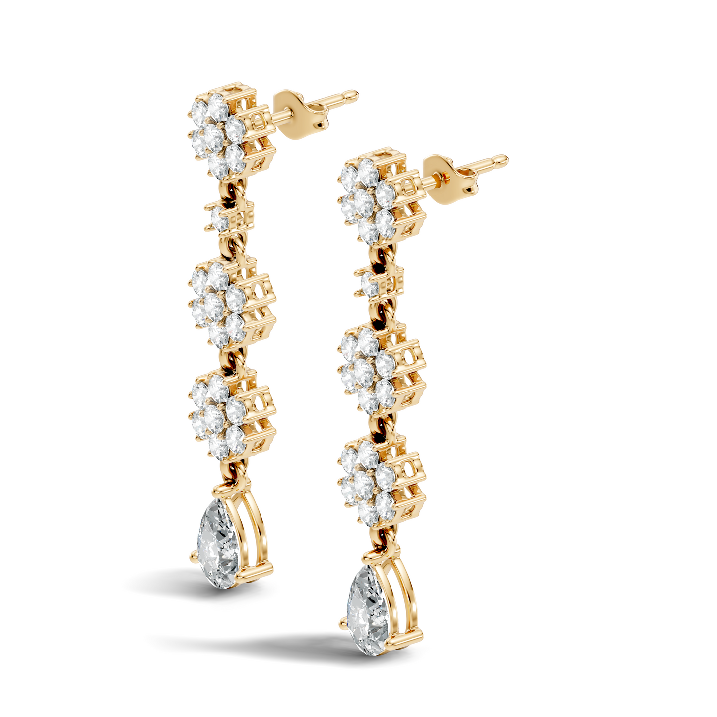 Pear Shape 2.54 Ct Round Cut Diamond Classic Prong Set Floral Drop Stud  Earring For Her - HIGHCARAT DIAMONDS