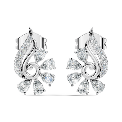 Elegant Pear & Round Diamond Stud Earrings Sparkling Facets In 14K Solid Gold For Her - HIGHCARAT DIAMONDS