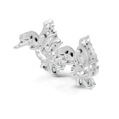 Elegant Pear & Round Diamond Stud Earrings Sparkling Facets In 14K Solid Gold For Her - HIGHCARAT DIAMONDS