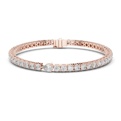5.25Ct Pear and Round Cut Lab Grown Diamond Unique Delicate Cluster Statement Tennis Bracelet Gift For Her - HIGHCARAT DIAMONDS