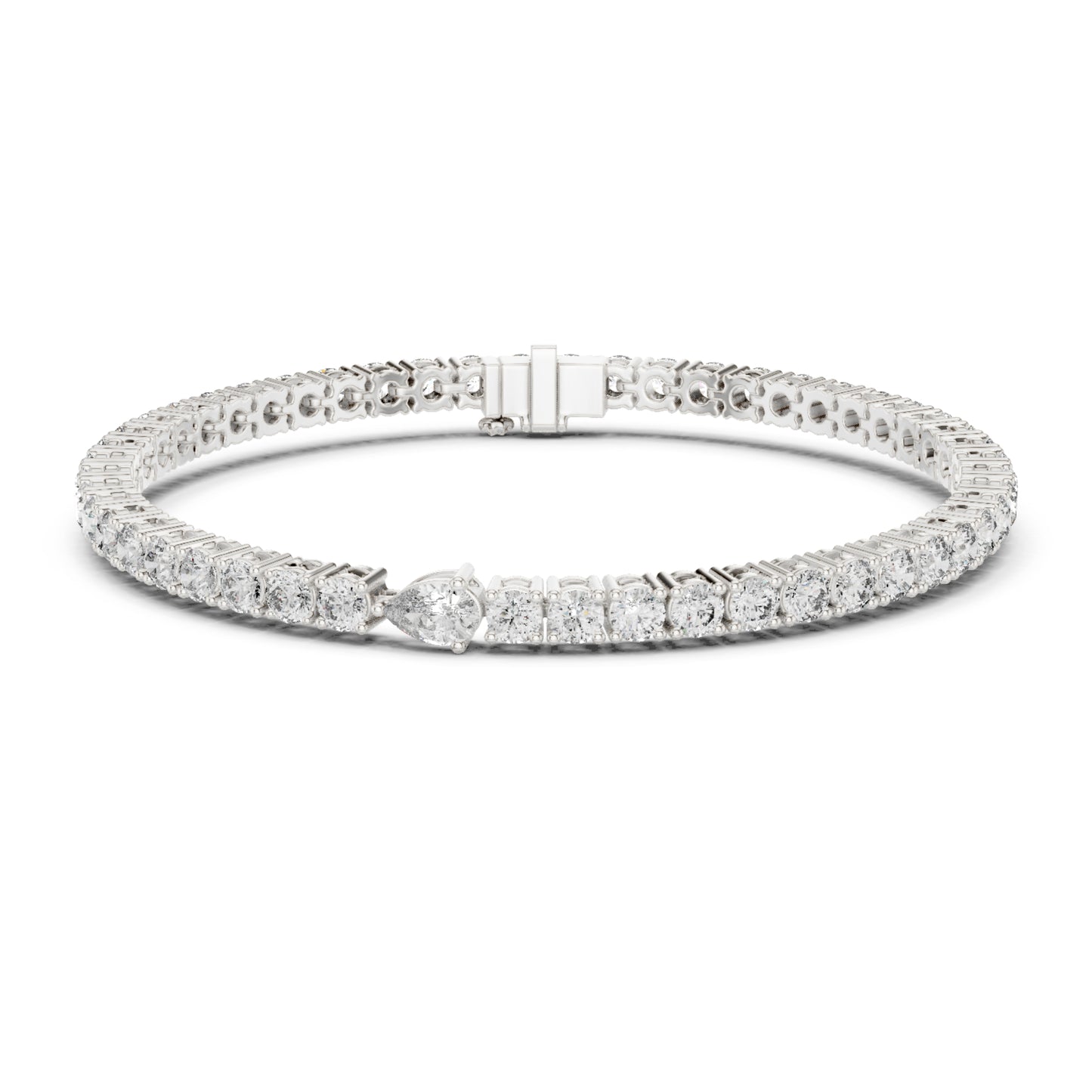 5.25Ct Pear and Round Cut Lab Grown Diamond Unique Delicate Cluster Statement Tennis Bracelet Gift For Her - HIGHCARAT DIAMONDS
