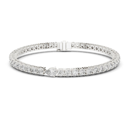 5.25Ct Pear and Round Cut Lab Grown Diamond Unique Delicate Cluster Statement Tennis Bracelet Gift For Her - HIGHCARAT DIAMONDS