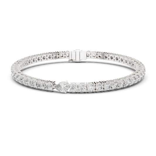 5.25Ct Pear and Round Cut Lab Grown Diamond Unique Delicate Cluster Statement Tennis Bracelet Gift For Her - HIGHCARAT DIAMONDS