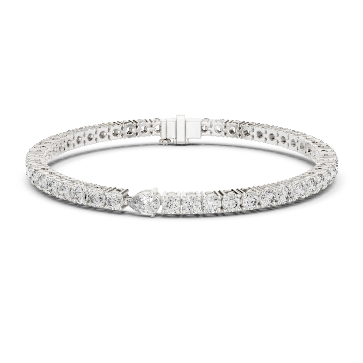 5.25Ct Pear and Round Cut Lab Grown Diamond Unique Delicate Cluster Statement Tennis Bracelet Gift For Her - HIGHCARAT DIAMONDS
