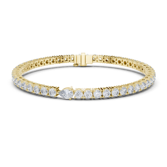 5.25Ct Pear and Round Cut Lab Grown Diamond Unique Delicate Cluster Statement Tennis Bracelet Gift For Her - HIGHCARAT DIAMONDS