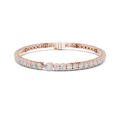5.25Ct Pear and Round Cut Lab Grown Diamond Unique Delicate Cluster Statement Tennis Bracelet Gift For Her - HIGHCARAT DIAMONDS