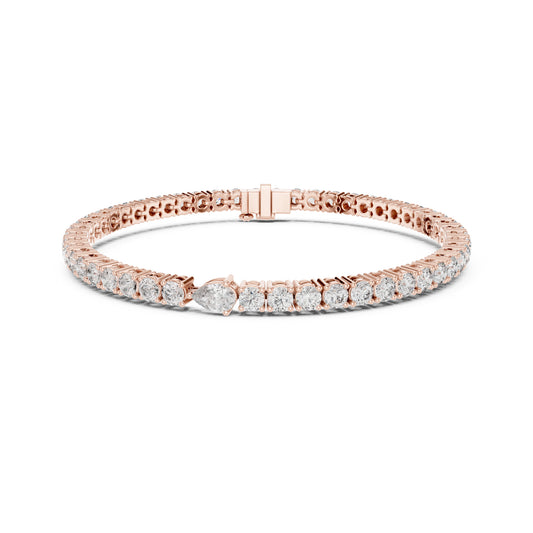 5.25Ct Pear and Round Cut Lab Grown Diamond Unique Delicate Cluster Statement Tennis Bracelet Gift For Her - HIGHCARAT DIAMONDS