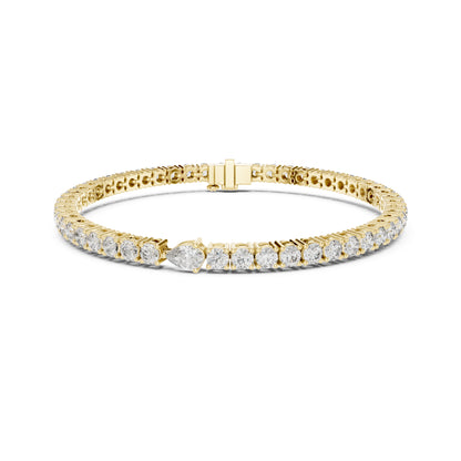 5.25Ct Pear and Round Cut Lab Grown Diamond Unique Delicate Cluster Statement Tennis Bracelet Gift For Her - HIGHCARAT DIAMONDS